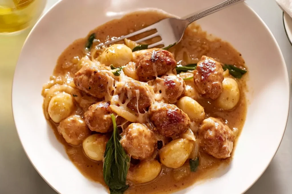 tuscan chicken meatballs with gnocchi