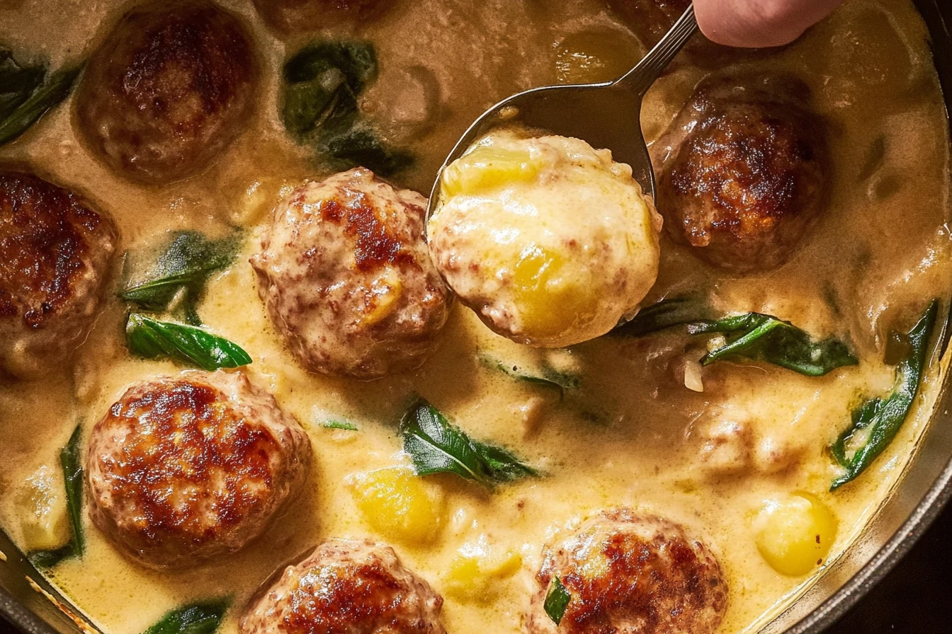 Tuscan chicken meatballs with gnocchi