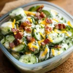 Creamy Cucumber Salad with Bacon and Cheese