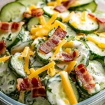 Creamy Cucumber Salad with Bacon and Cheese