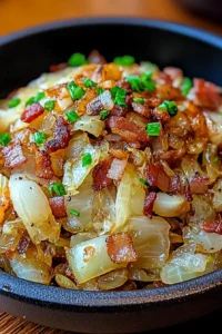 Fried Cabbage with Bacon Onion and Garlic