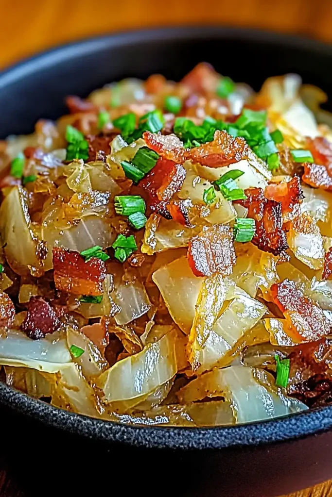Fried Cabbage with Bacon Onion and Garlic