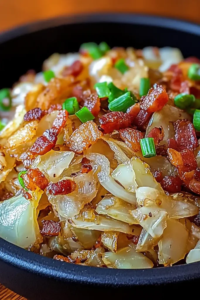 Fried Cabbage with Bacon Onion and Garlic