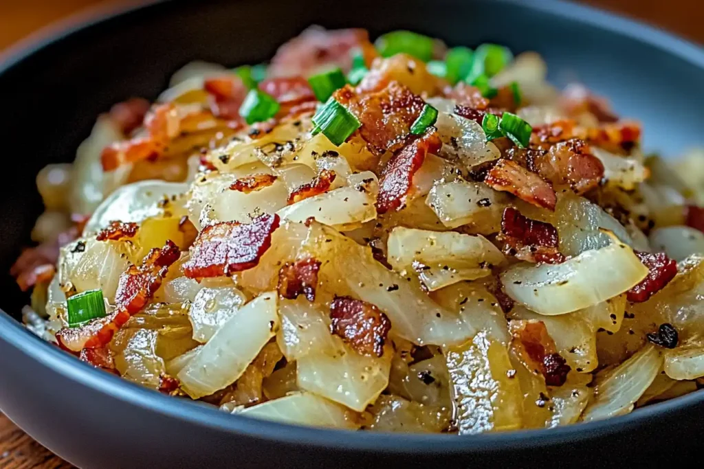 Fried Cabbage with Bacon Onion and Garlic