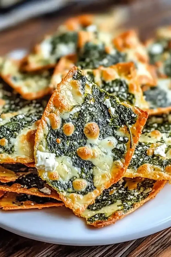 Mediterranean Spinach and Feta Cheese Crisps