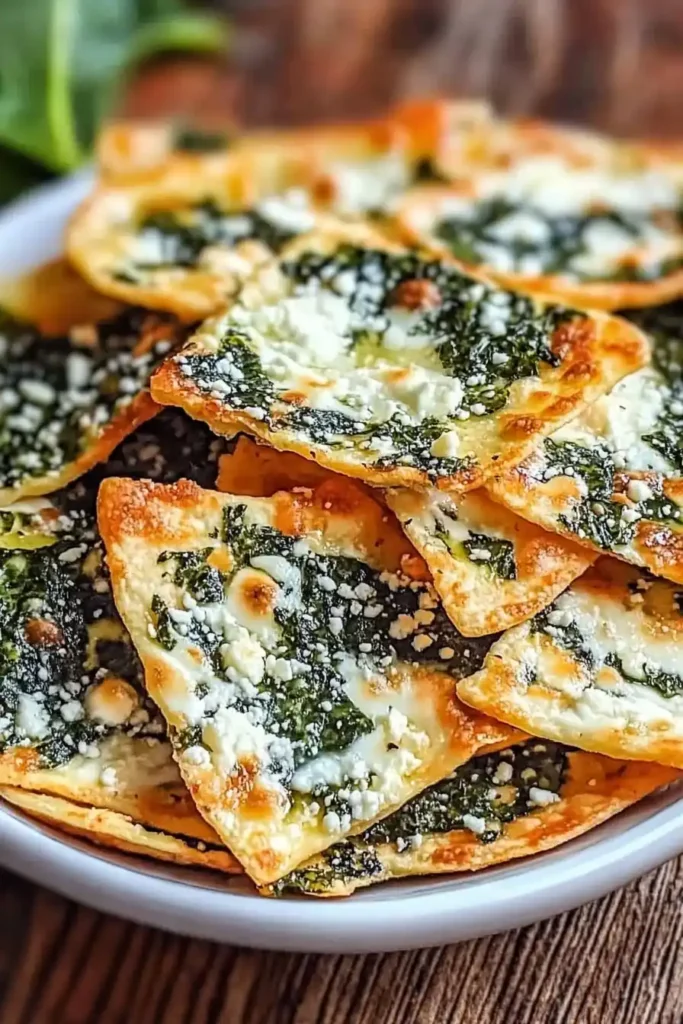 Mediterranean Spinach and Feta Cheese Crisps