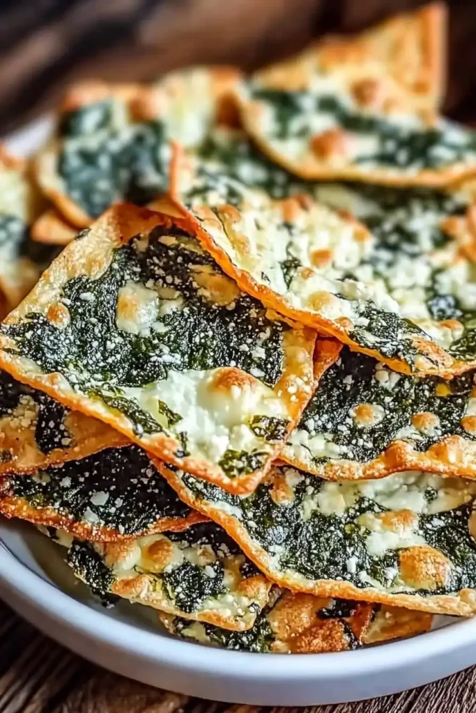 Mediterranean Spinach and Feta Cheese Crisps