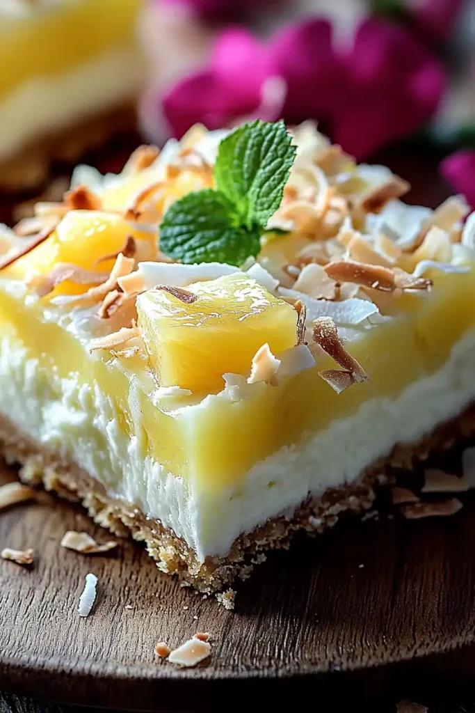 Pineapple Coconut Cheesecake Bars