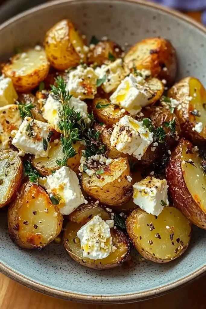 Roasted Potatoes with Baked Feta and Garlic