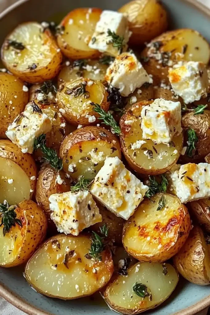 Roasted Potatoes with Baked Feta and Garlic