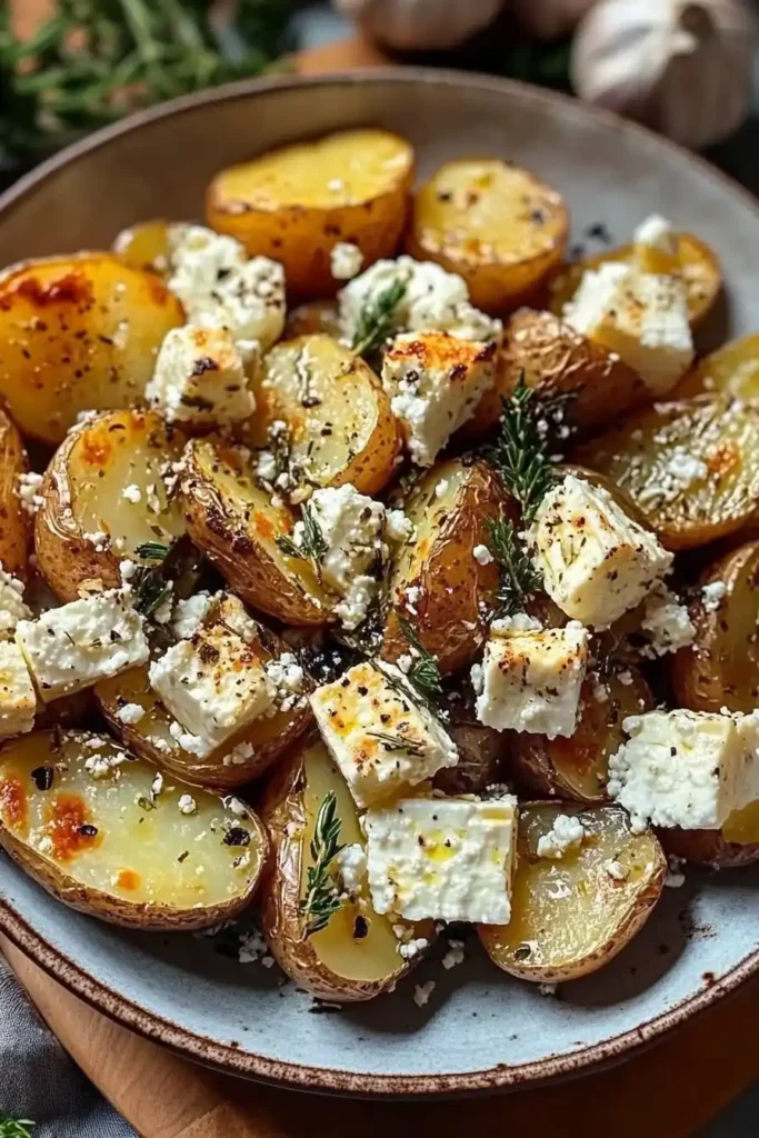 Roasted Potatoes with Baked Feta and Garlic