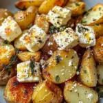 Roasted Potatoes with Baked Feta and Garlic