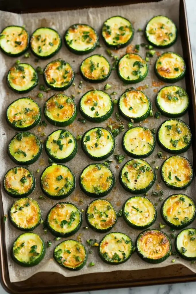 Lay zucchini slices in a single layer on a parchment-lined baking sheet