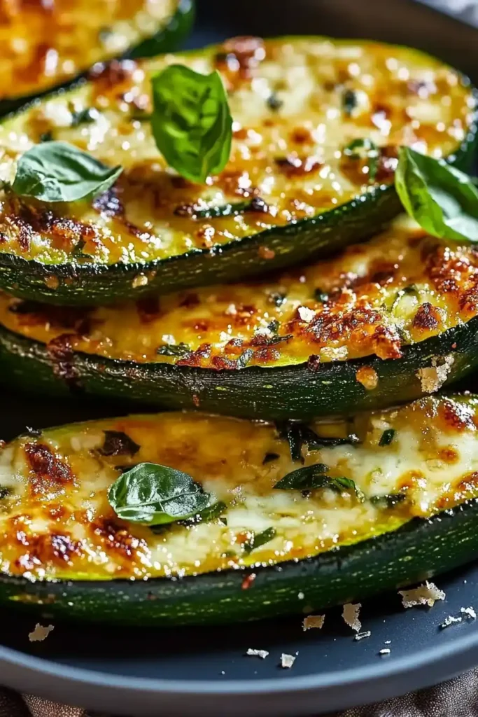 Cheesy Garlic Zucchini Steaks