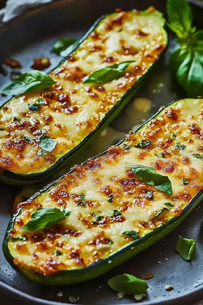 Cheesy Garlic Zucchini Steaks