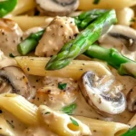 Creamy Mushroom and Asparagus Chicken Penne