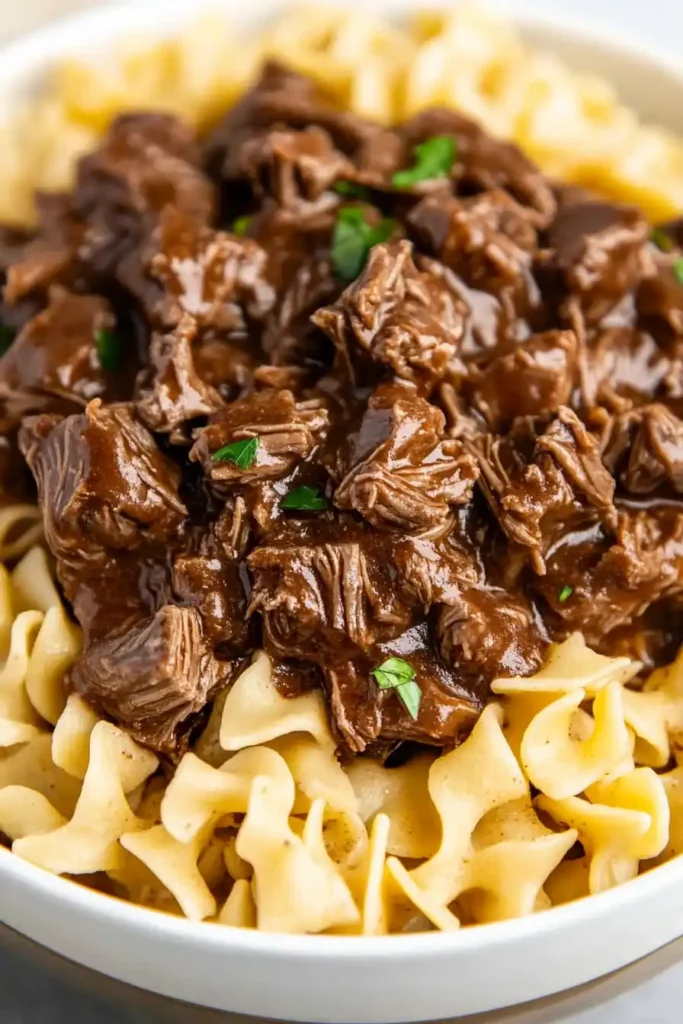 Crockpot Beef Tips and Noodles