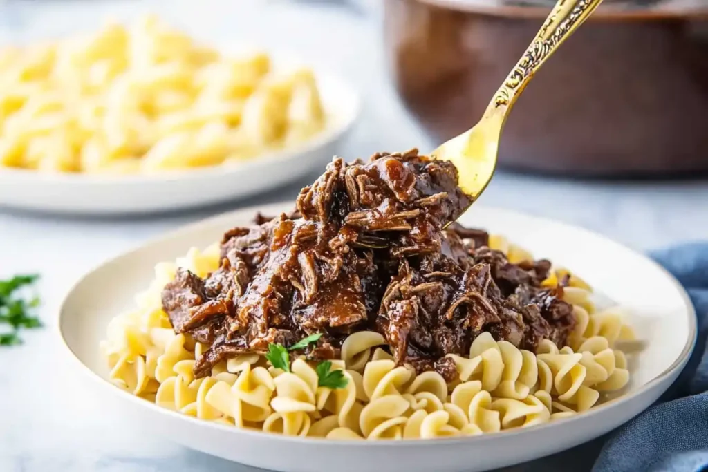 Crockpot Beef Tips and Noodles
