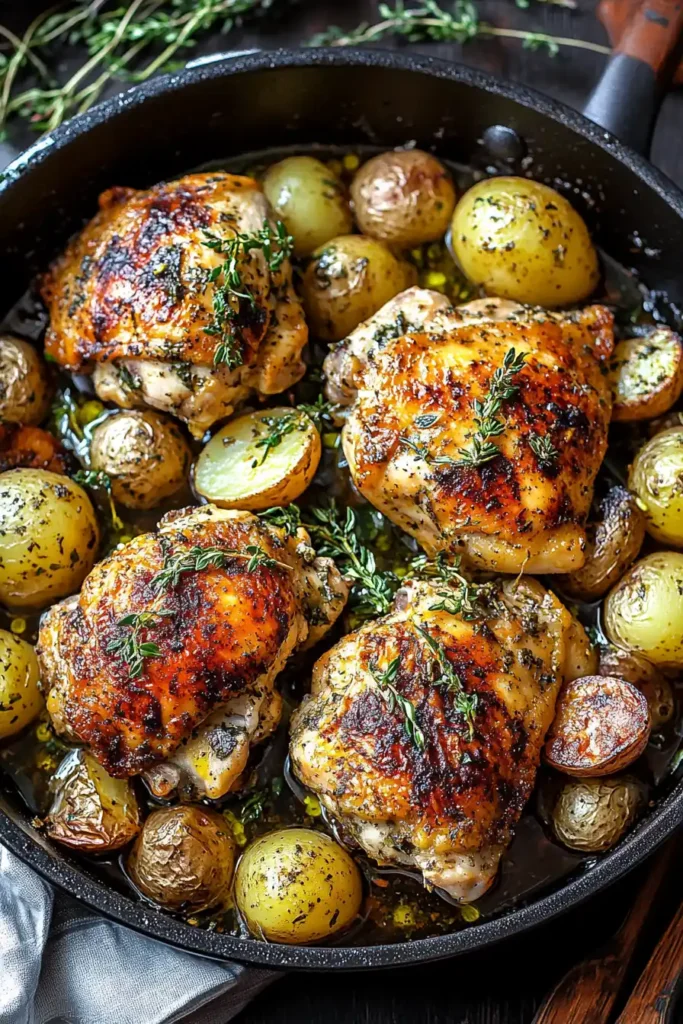 One-Pan Cowboy Garlic Chicken & Potatoes Skillet