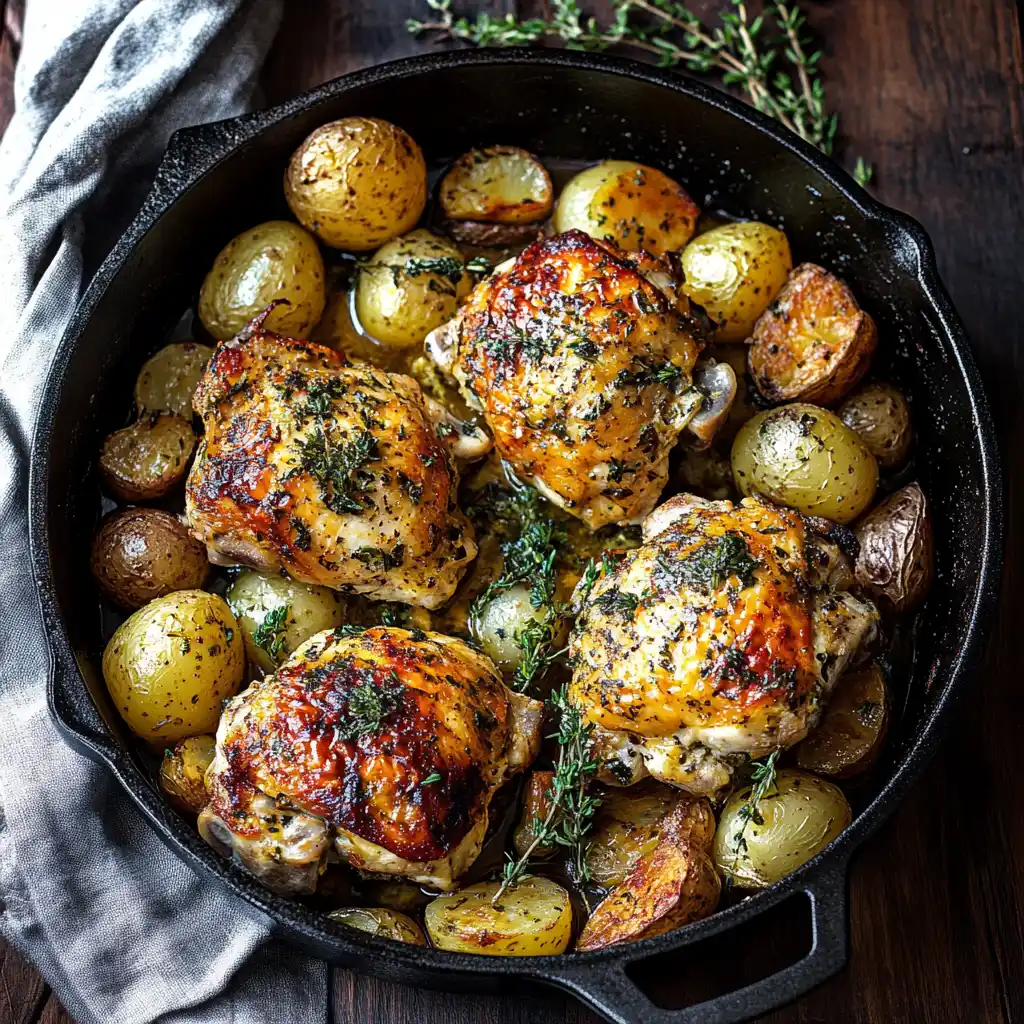 One-Pan Cowboy Garlic Chicken & Potatoes Skillet