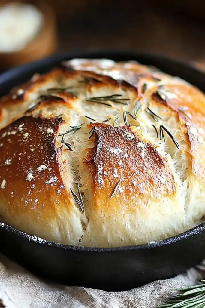 Rustic No Knead Rosemary Garlic Bread