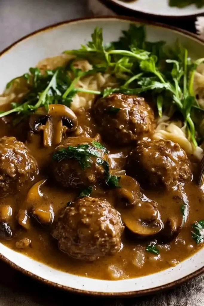 Salisbury Steak Meatballs with Mushroom Gravy