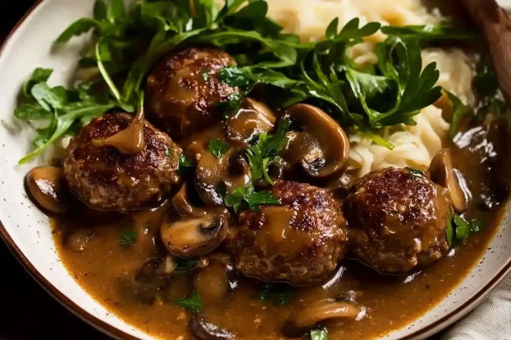 Salisbury Steak Meatballs with Mushroom Gravy