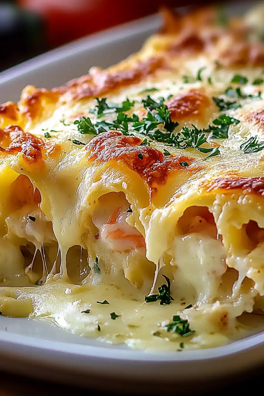 Shrimp and Crab Alfredo Lasagna Roll-Ups