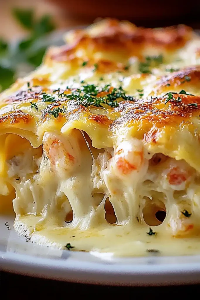 Shrimp and Crab Alfredo Lasagna Roll-Ups