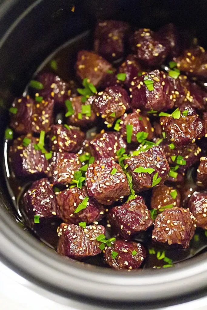 Slow Cooker Honey Garlic Steak Bites