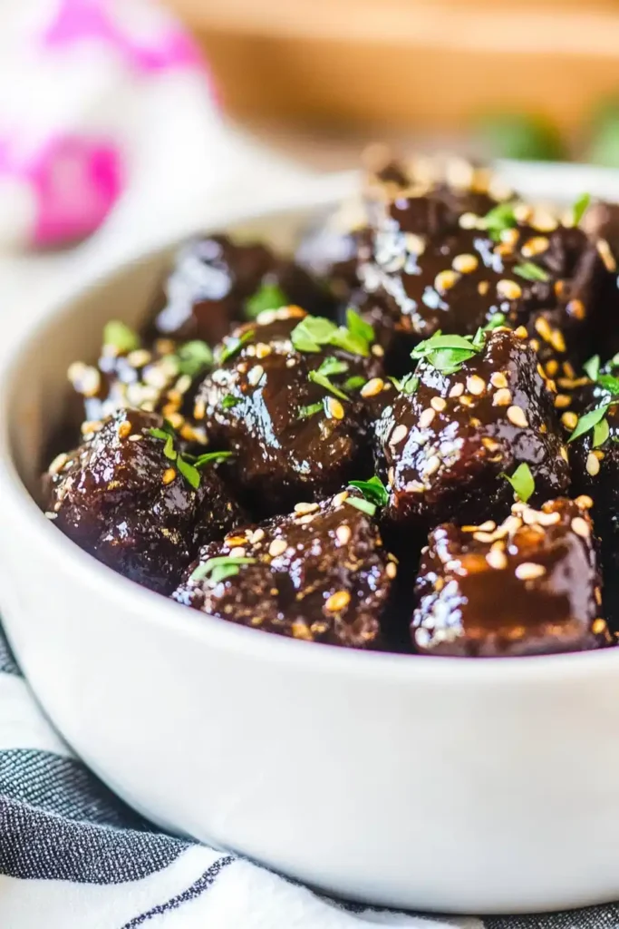 Slow Cooker Honey Garlic Steak Bites