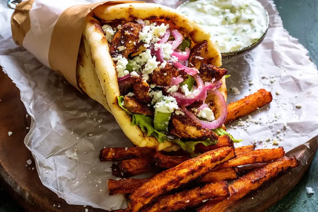 Chicken Gyros with Feta Tzatziki