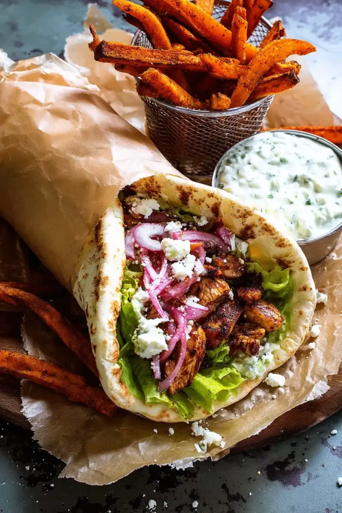 Chicken Gyros with Feta Tzatziki
