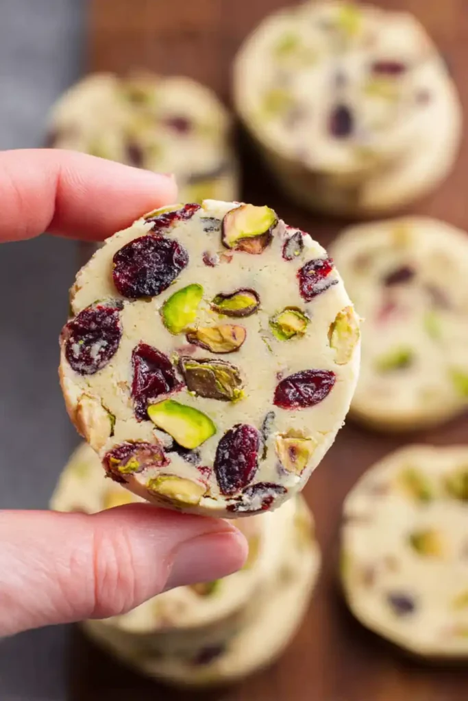 Cranberry Pistachio Shortbread Cookies