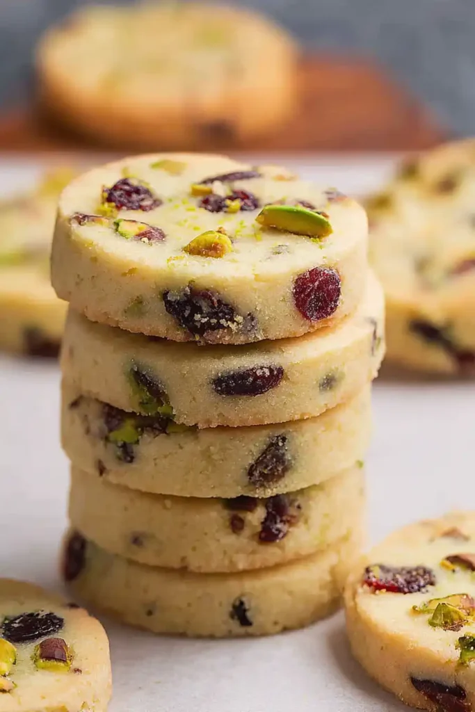 Cranberry Pistachio Shortbread Cookies