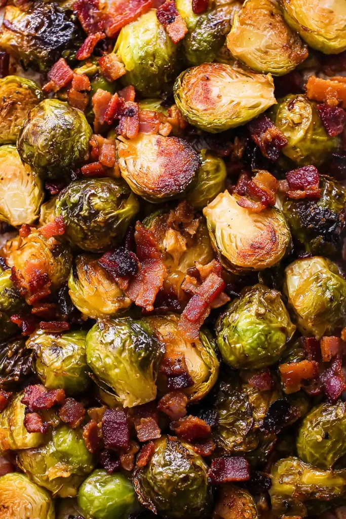 Crispy Honey Mustard Brussels Sprouts with Bacon