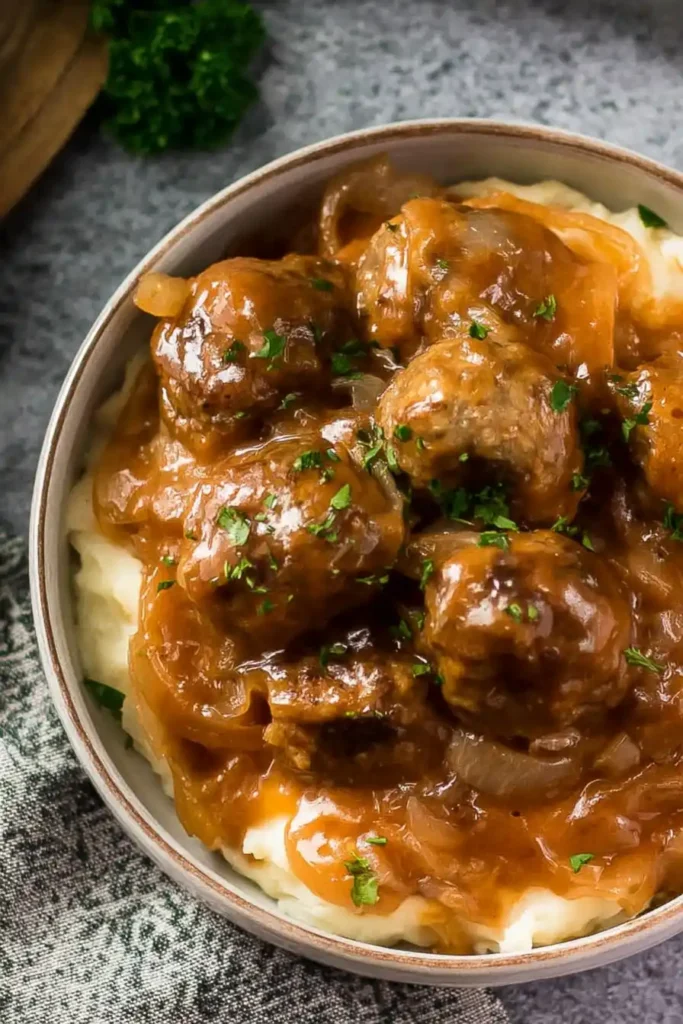 Crock Pot French Onion Meatballs
