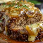 Crockpot French Onion Meatloaf with Melted Swiss Cheese