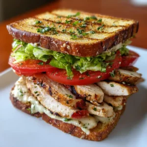 Garlic Butter Lettuce Tomato and Grilled Chicken Sandwich