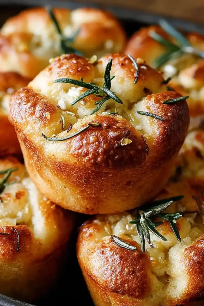 Garlic Rosemary Focaccia Muffins