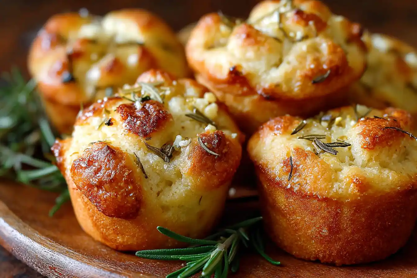 Garlic Rosemary Focaccia Muffins