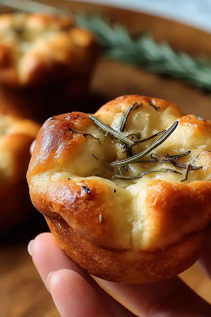 Garlic Rosemary Focaccia Muffins