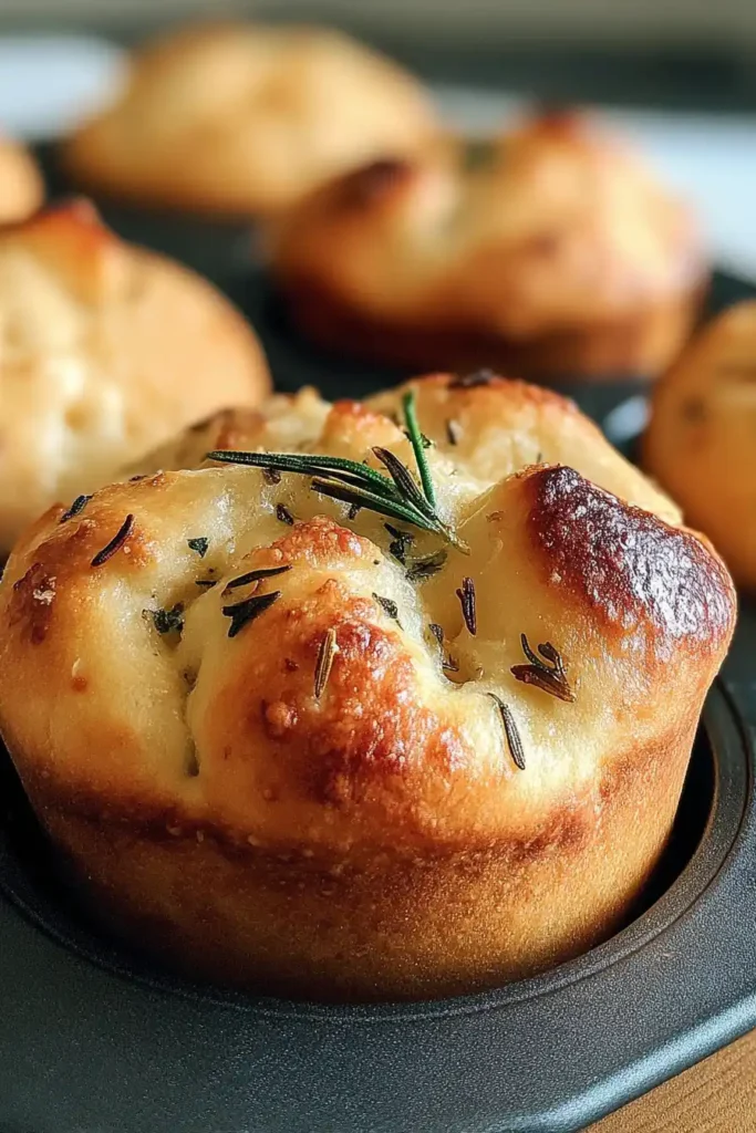 Garlic Rosemary Focaccia Muffins