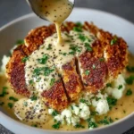Parmesan Crusted Chicken with Creamy Garlic Sauce