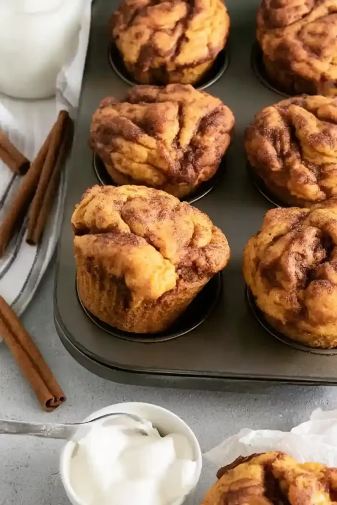 Pumpkin Cinnamon Roll Muffins