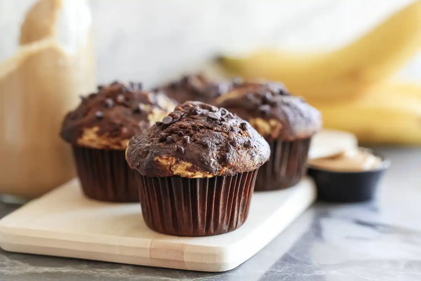 Chocolate Peanut Butter Banana Muffins