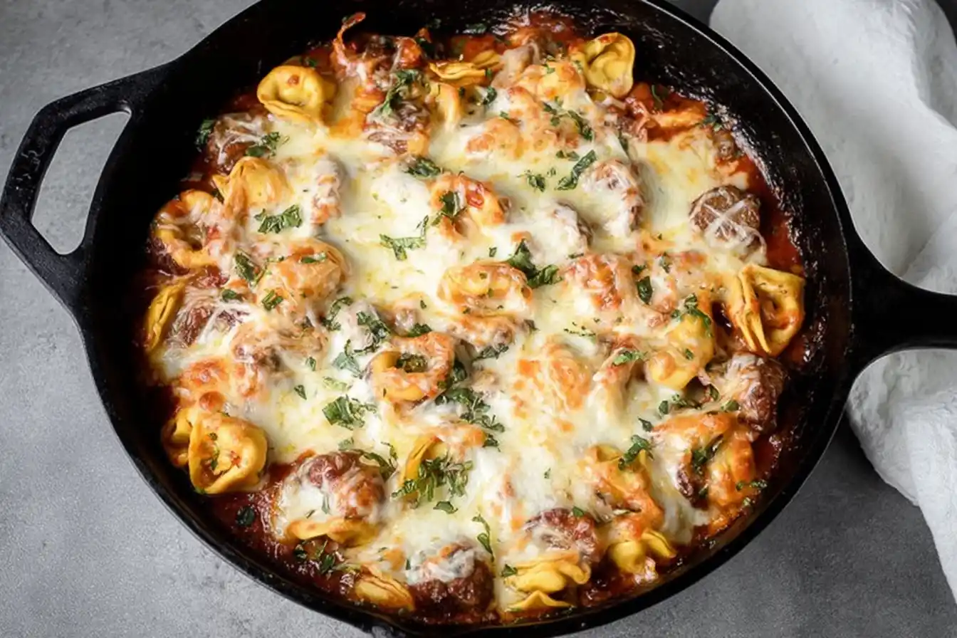 Cheesy Tortellini and Sausage Bake