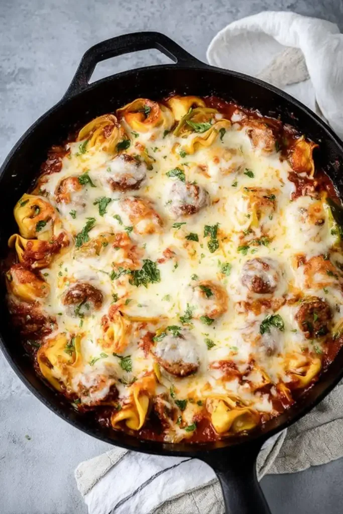 Cheesy Tortellini and Sausage Bake