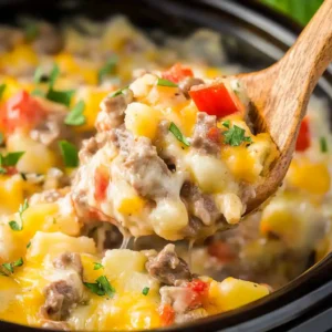 Crock Pot Cheesesteak Potato Casserole