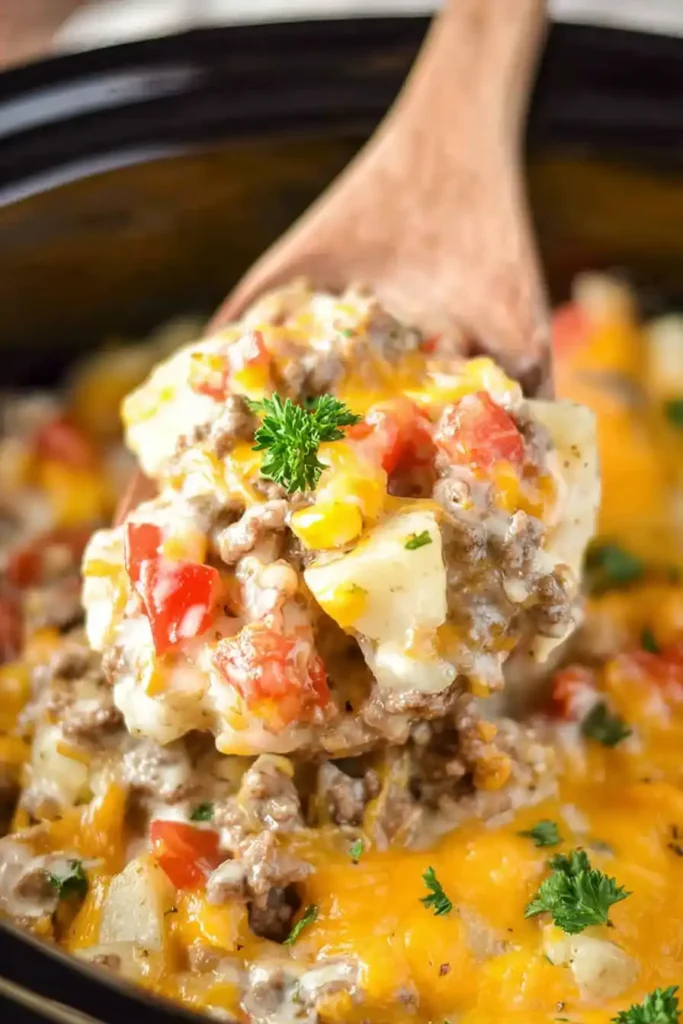 Crock Pot Cheesesteak Potato Casserole